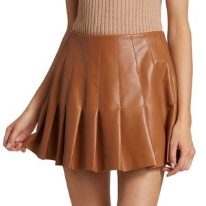 Alice and Olivia Carter Vegan Leather Pleated Miniskirt